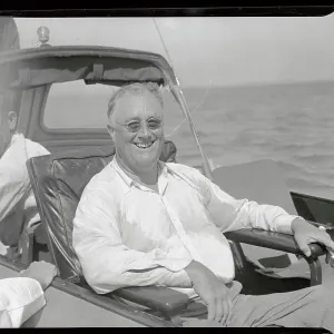Franklin Delano Roosevelt Smiling on Boat Franklin Delano Roosevelt Smiling on Boat