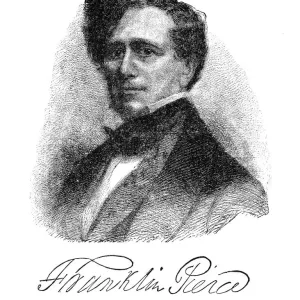 Franklin Pierce - USA President engraving with his signature 1888 Franklin Pierce - USA President engraving with his signature 1888