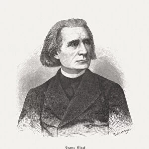 Franz Liszt (1811-1886), Hungarian composer, wood engraving, published in 1887