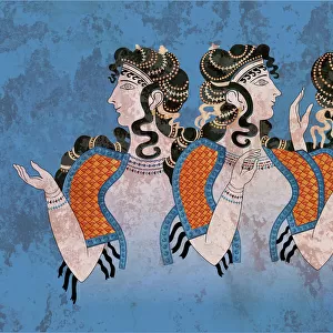 Fresco Three Minoan Women Knossos