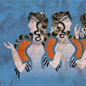 Fresco Three Minoan Women Knossos