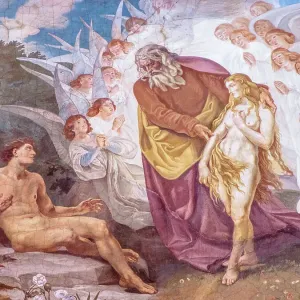 Print of God Bringing Eve to Adam in the Garden of Eden, Dakovo Cathedral