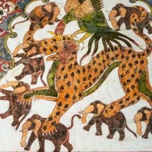 Frescoes in the Raja Mahal palace of Orchha, Madhya Pradesh, India Frescoes in the Raja Mahal palace of Orchha, Madhya Pradesh, India