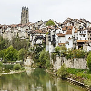 Fribourg townscape near Saane river, Fribourg Canton, Switzerland