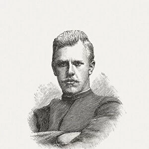 Fridtjof Nansen (1861-1930), Norwegian explorer, wood engraving, published in 1898
