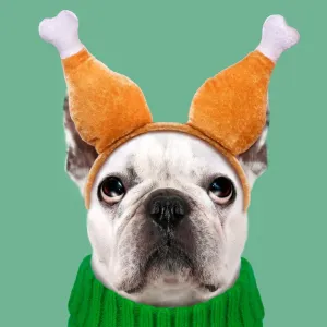 French Bulldog Wearing Turkey Leg Headband Print French Bulldog Wearing Turkey Leg Headband Print