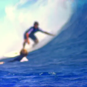 Fuzzy Surfer King Kongs Surf Break Print, Nagigia Island, Fiji Fuzzy Surfer King Kongs Surf Break Print, Nagigia Island, Fiji