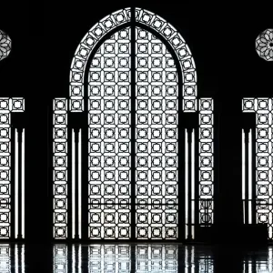 Gate silhouettes at Hassan II Mosque in Casablanca Gate silhouettes at Hassan II Mosque in Casablanca