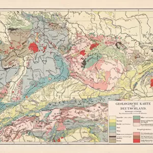 Geological map of southern Germany, Bohemia, Switzerland and Austria, published 1897