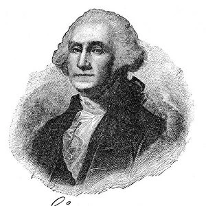 George Washington - USA President engraving with his signature 1888