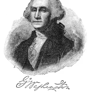 George Washington - USA President engraving with his signature 1888 George Washington - USA President engraving with his signature 1888