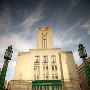 Georges Dock Art Deco Ventilation and control station building close up at sunset