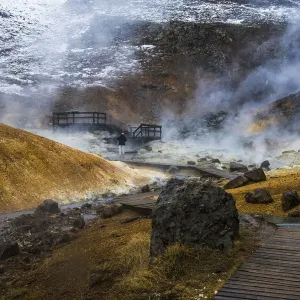 Geothermal field, fumaroles of Seltun, Krysavik, Iceland Geothermal field, fumaroles of Seltun, Krysavik, Iceland