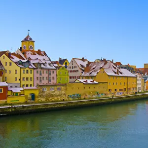Germany, Bavaria, Regensburg, View of city at winter