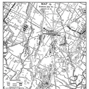 Gettysburg Battle Map Positions July 1st 1861
