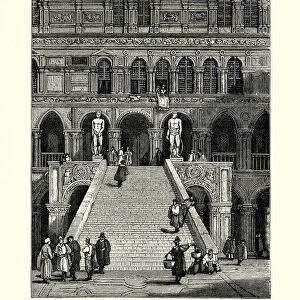 Giants Staircase of the Doges Palace in Venice, 19th Century