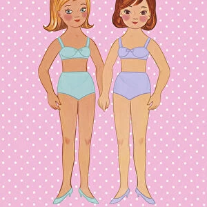 Two Girls Dressed in their Underwear