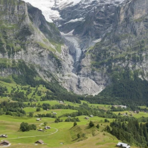 Glacier Tongue, Upper Grindelwald Glacier, Alpine meadow, Grindelwald, Bernese Oberland, Canton of Bern, Alps, Switzerland, Europe
