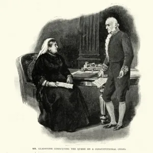 Gladstone consulting Queen Victoira on a constitutional crisis