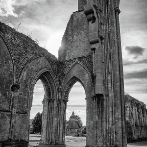 Glastonbury Abbey Ruins Black and White Print Glastonbury Abbey Ruins Black and White Print
