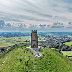 Glastonbury Tor Drone Print Glastonbury Tor Drone Print