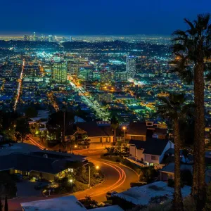 Glendale and Los Angeles Nighttime Cityscape Print Glendale and Los Angeles Nighttime Cityscape Print