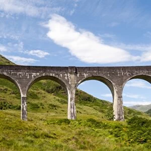 Glenfinnan Viaduct, arched railway bridge on West Highland Line, Lochaber, Scotland, United Kingdom