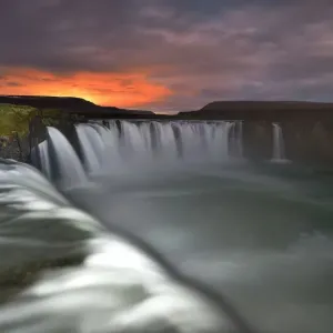 Godafoss Waterfall Sunset in Iceland Godafoss Waterfall Sunset in Iceland