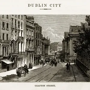 Calle Grafton en Dublín, Irlanda Grabado victoriano, 1840. Calle Grafton en Dublín, Irlanda Grabado victoriano, 1840.