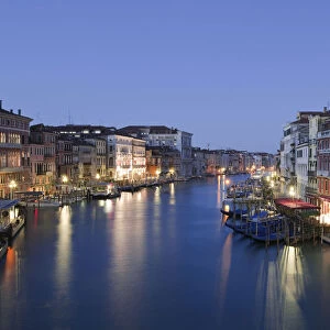 Grand Canal, Canal Grande, with boats at dawn, Venice, Venezien, Italy