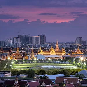 Grand Palace at Twilight night in Bangkok of Thailand
