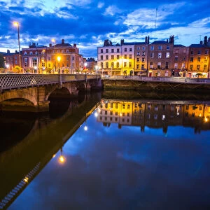Grattan Bridge at dusk in Dublin City, Ireland