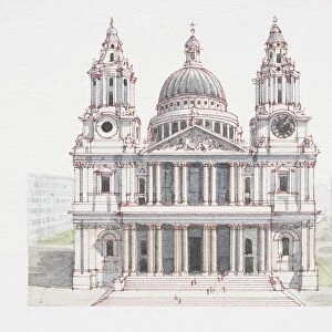 Great Britain, England, London, St Paul's Cathedral, facade