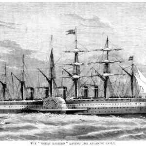 Print of The Great Eastern laying the Atlantic Cable Print of The Great Eastern laying the Atlantic Cable