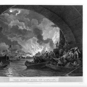 Great Fire of London, English Victorian Engraving, 1806