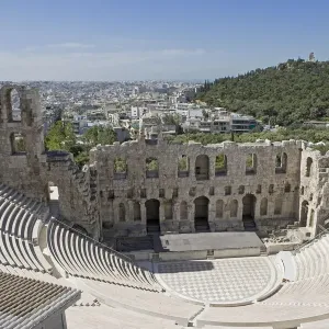 Greece, Athens, Acropolis, Odeon of Herodes Atticus, elevated view Greece, Athens, Acropolis, Odeon of Herodes Atticus, elevated view