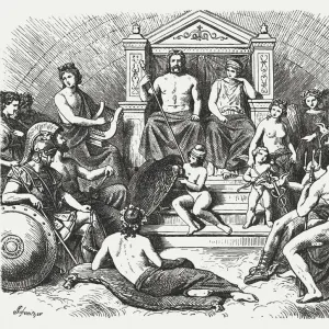 Greek gods in the Olymp, Greek mythology, published in 1880