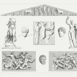 Greek sculpture art (Olympia and Pergamon), wood engravings, published 1897