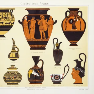 Greek Urns and Amphoras Lithograph 1897