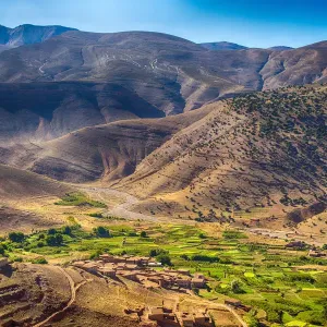 Green Mountain Valley Print at the Base of High Atlas Mountains in Morocco Green Mountain Valley Print at the Base of High Atlas Mountains in Morocco