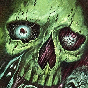 Green Skull With Monsters and Zombies