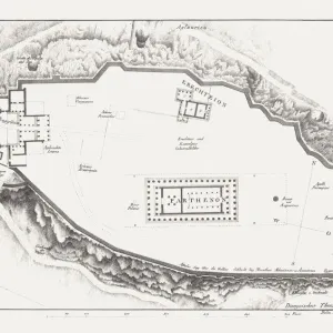 Ground plan of the Acropolis in Athens Print, Lithograph Ground plan of the Acropolis in Athens Print, Lithograph