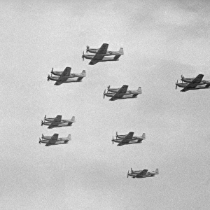 Group of military airplanes in sky