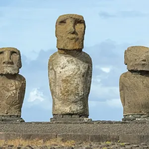 Group of Moai, Rano Raraku, Easter Island, Chile Group of Moai, Rano Raraku, Easter Island, Chile
