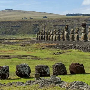 Group of Moai, Rano Raraku, Easter Island, Chile Group of Moai, Rano Raraku, Easter Island, Chile