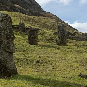 Group of Moai statues, Rano Raraku, Easter Island, Chile Group of Moai statues, Rano Raraku, Easter Island, Chile