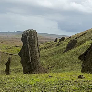Group of Moai statues, Rano Raraku, Easter Island, Chile
