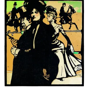 Group of people at horse racing in London art nouveau illustration 1898 Group of people at horse racing in London art nouveau illustration 1898