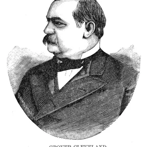 Grover Cleveland - USA President engraving with his signature 1888 Grover Cleveland - USA President engraving with his signature 1888