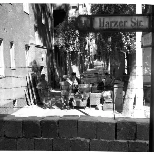 Guards Standing Near Berlin Wall At Harzer Street Guards Standing Near Berlin Wall At Harzer Street